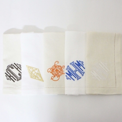 Personalized linen monogram napkins with hemstitch and embroidery